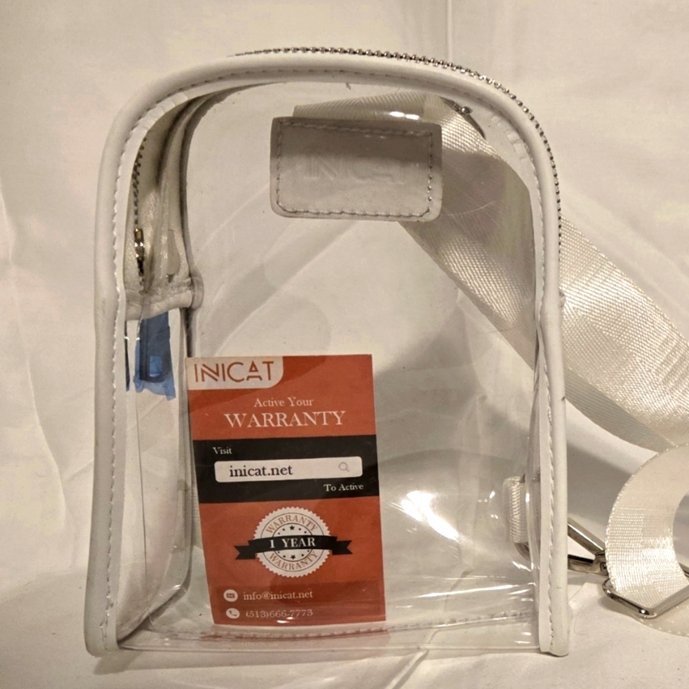 INICAT Unisex Stadium Approved Adjustable Transparent Crossbody Chest Bag White